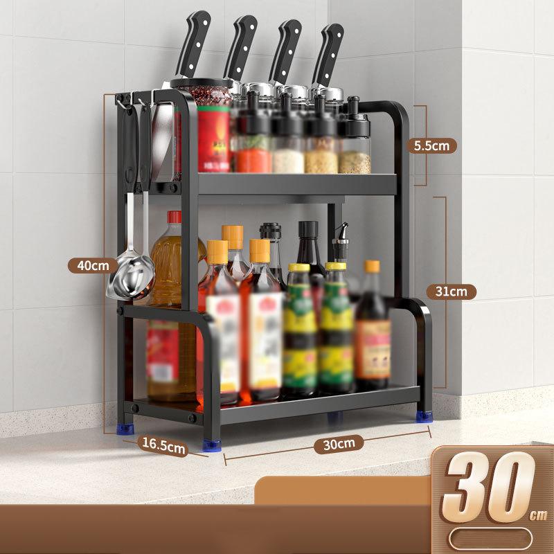2/3Layer Kitchen Storage Shelf Stainless Steel Seasoning Jar Spice Storage Rack Chopsticks Knife Shelf Bar Organizer Accessories