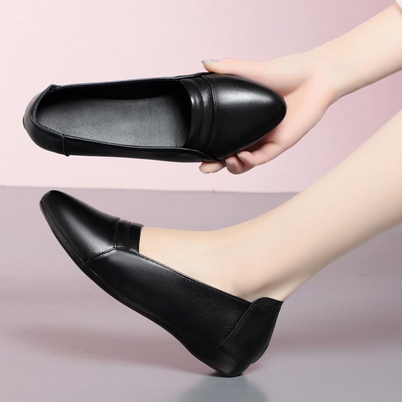 Обувь для мам, женская весенняя обувь из натуральной кожи на плоской подошве, нескользящая женская обувь большого размера на мягкой подошве