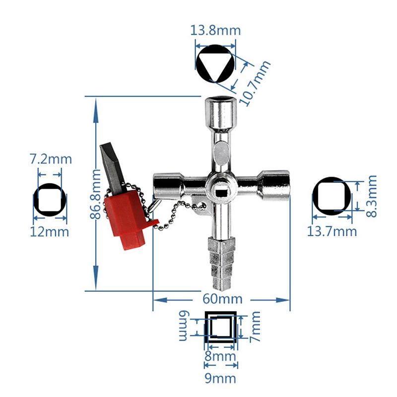 Многофункциональный водопроводный треугольный ключ, сантехнический гаечный ключ, квадратный треугольный поезд, электрический шкаф, шкаф для лифта