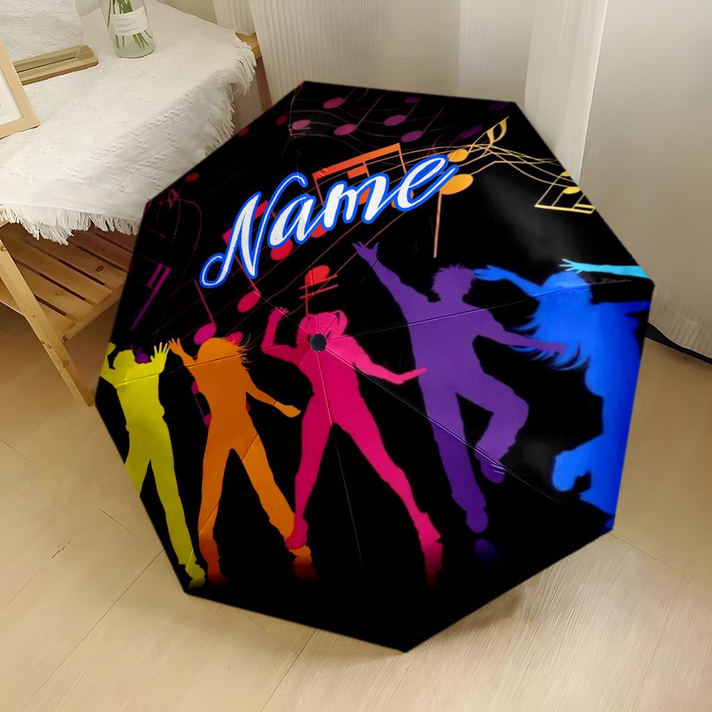 Music Notes Customize Your Name Automatic Folding Umbrella Compact Lightweight For Outdoor Adventurest34