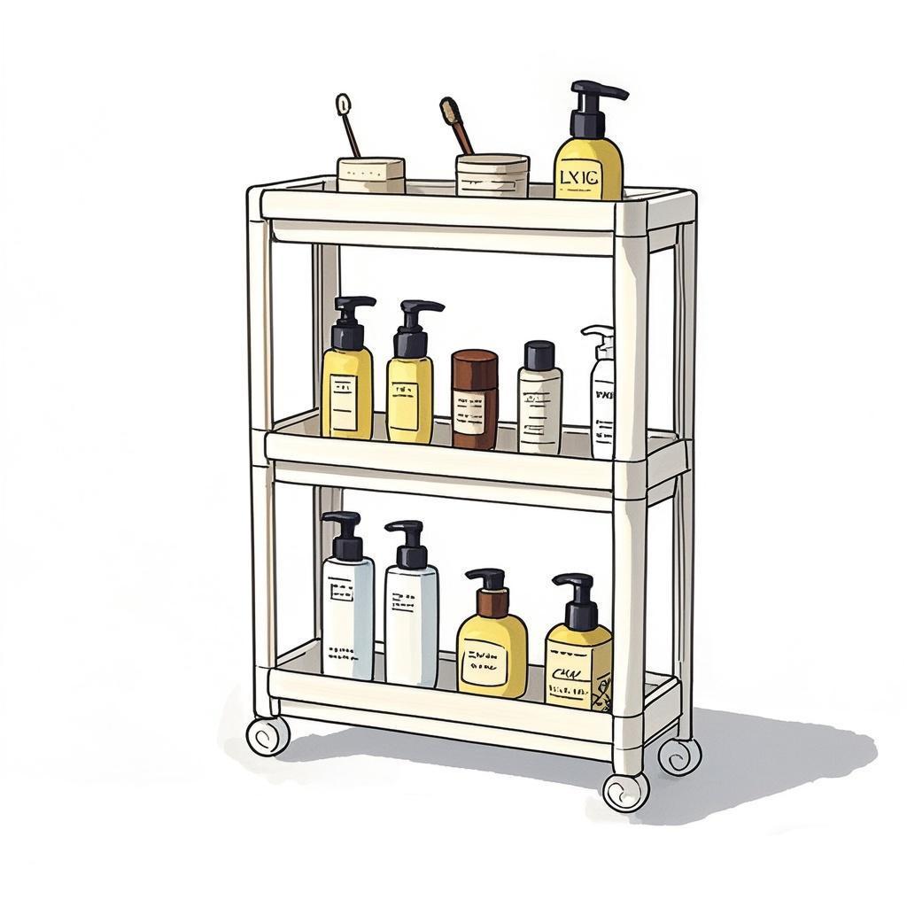 Напольная стойка для хранения в ванной комнате: Компактная тележка для туалета и душа