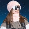 2 Pcs/Set Unisex Winter Scarf Hat Set Thick Knitted Warm Anti-slip Elastic Ear Protecting Windproof Cap Winter Outdoor Cycling Skiing Neck Warmer Cap