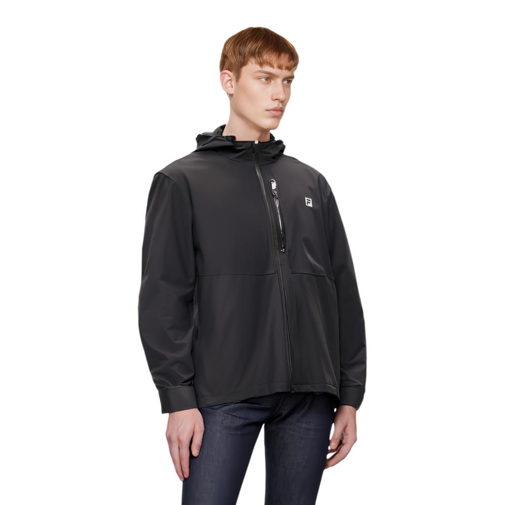 Fila Fitness Solid Color Zip-Up Hooded Sports Jacket Men Jackets Deep-Black A11M411716F-BK