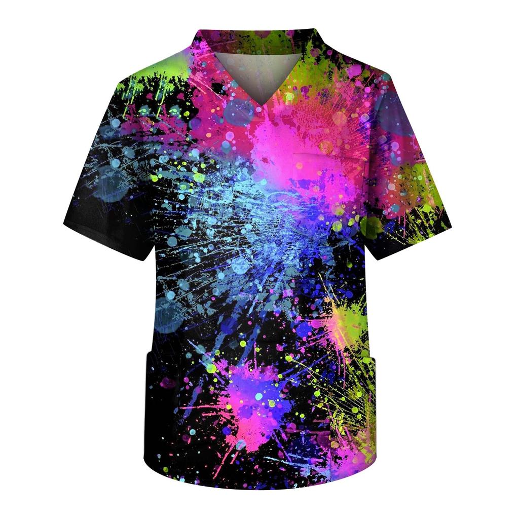 Мужской топ с коротким рукавом и V-образным вырезом с принтом нагрудного кармана