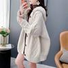Kapushonli Sviter Kardigan Ayollar Kuz va Qish Retro Bir Xil Rang Elastik Iliq Keng O'rta Uzunlikdagi Trikotaj Jaket