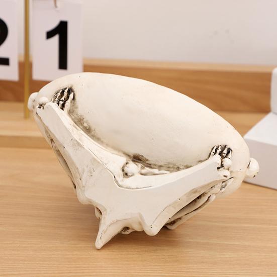 Поднос для хранения в виде черепа Хэллоуин Страшный скелет Конфетница Череп из смолы Поднос для сервировки фруктов и закусок Винтажная шкатулка для украшений для дома, столешницы, вечеринки, барного декора