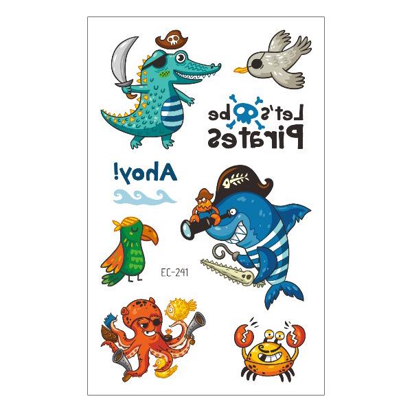 Waterproof Children's Pirate Shark Tattoo Stickers - Birthday Party & Cartoon Design