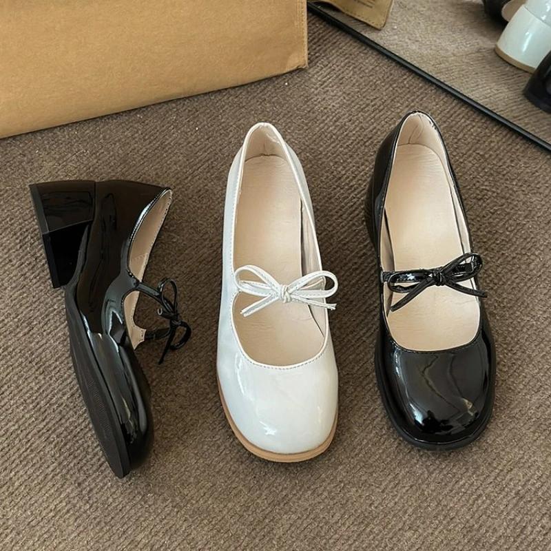 Новые женские туфли на высоком каблуке, квадратные каблуки, садовая головка, туфли с неглубоким носком, удобные и модные для женщин