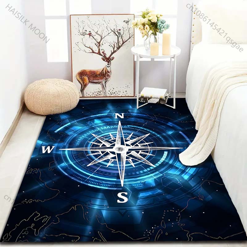Blue fantasy compass Pattern Carpet for Bedroom Living Room Bedside Sofa Floor Mat Modern Home Decor Area Rug Large Size