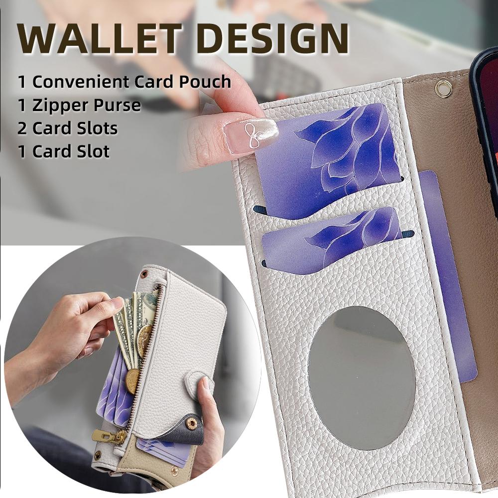 For Samsung Galaxy F06 5G Leather Case Wallet Stand Cover Irregular Tail Style with Chain Strap