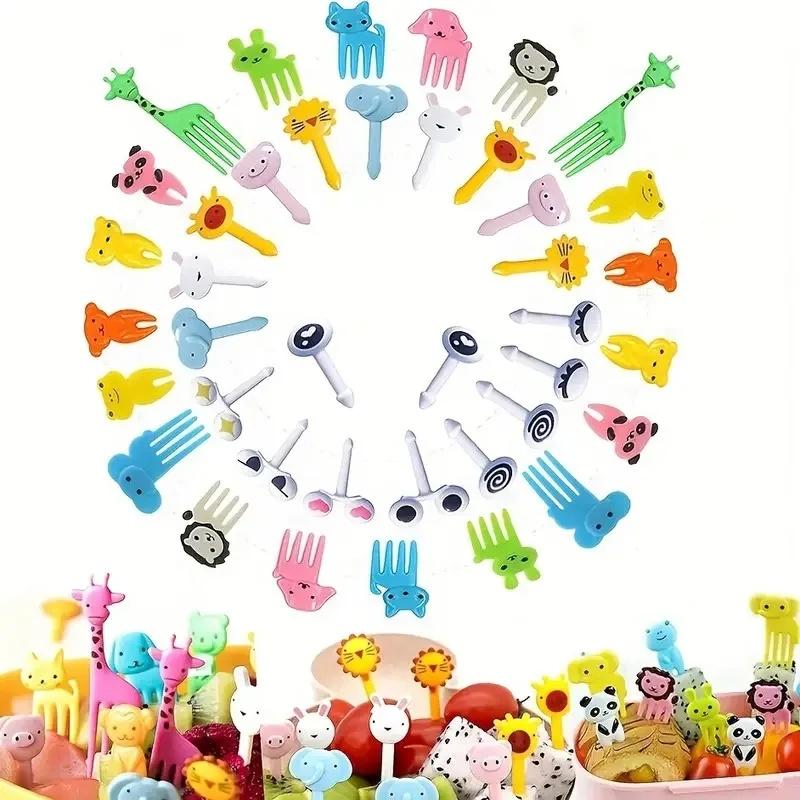Animal Fruit Food Picks, Bento Box Picks, Mini Cartoon Animal Food Toothpicks, Lunch Bento Forks Picks for Kids