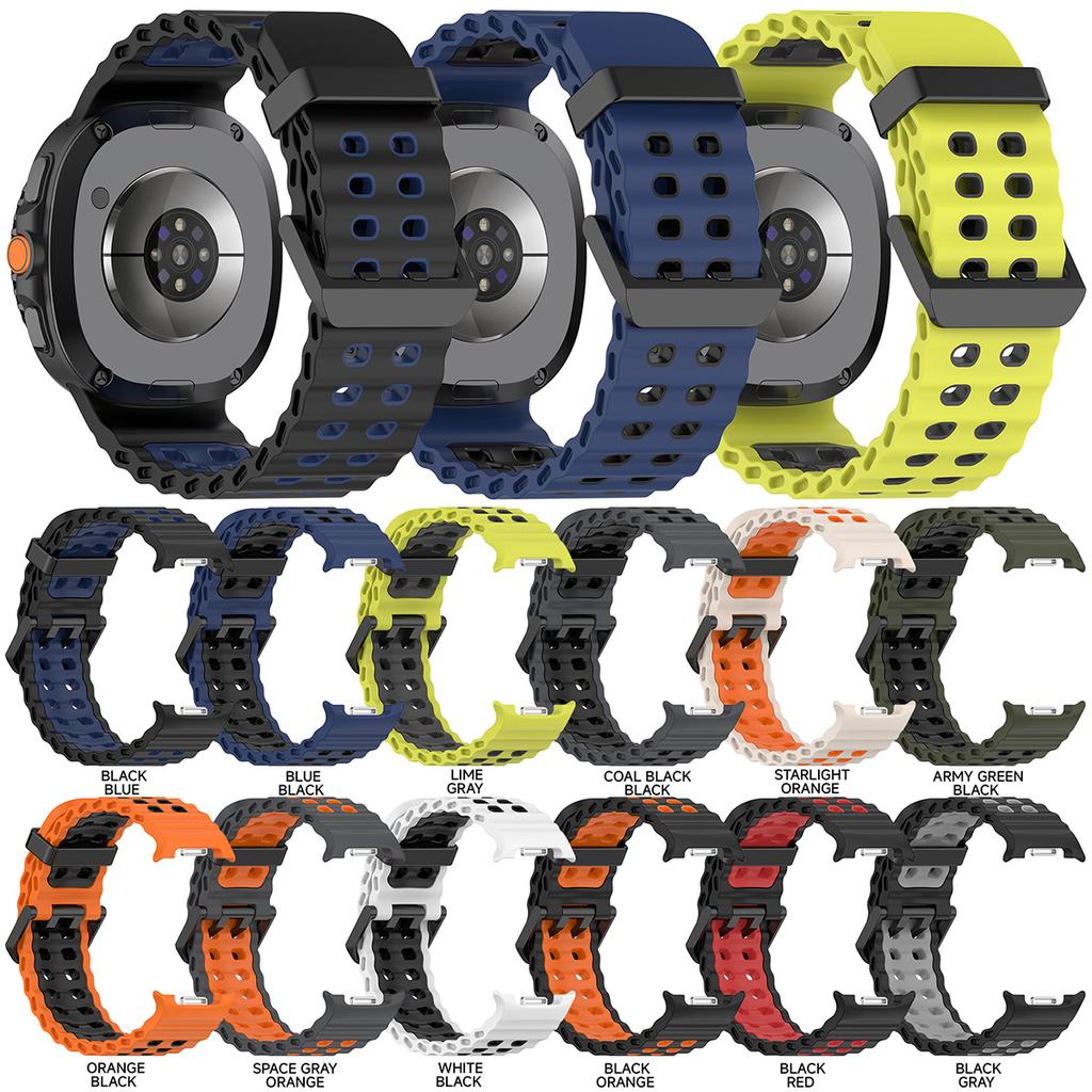 Морской ремешок для Samsung Galaxy Watch 8 Classic Аксессуары Двухцветный Спортивный силиконовый браслет Ремешки для Galaxy Watch 8 40 мм 44 мм