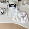 Girls' Summer Set Korean Polo Shirt+short Skirt Set Girls' Sleeveless Casual Two-piece Set