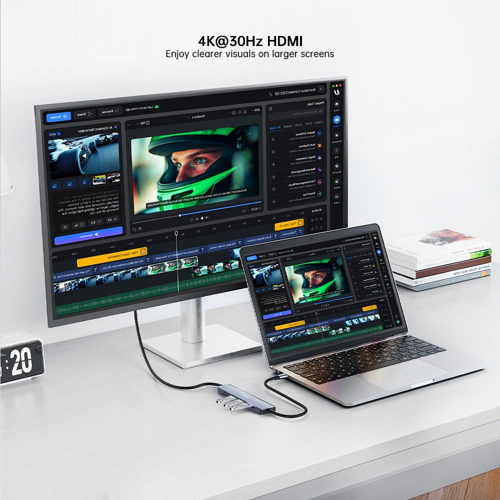 XUNDD XDDC-072 Expansion Dock 7 in 1 Type-C Hub USB-C to PD / USB 3.0 / USB 2.0 / HD / SD / TF Card Reader
