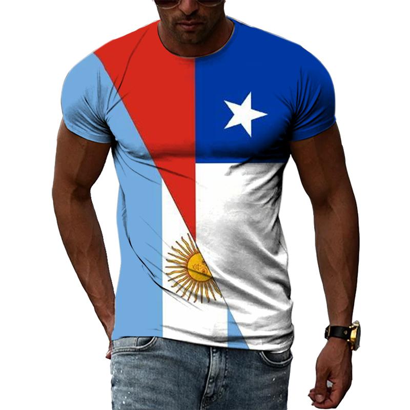 Летние мужские футболки с 3D принтом в стиле хип-хоп Harajuku, футболки с круглым вырезом и короткими рукавами, природные пейзажи, карта и флаг Чили
