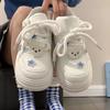 Модные женские кавайные синие кроссовки на платформе корейские белые туфли весна-лето вулканизированная милая повседневная обувь для скейтборда и тенниса женские