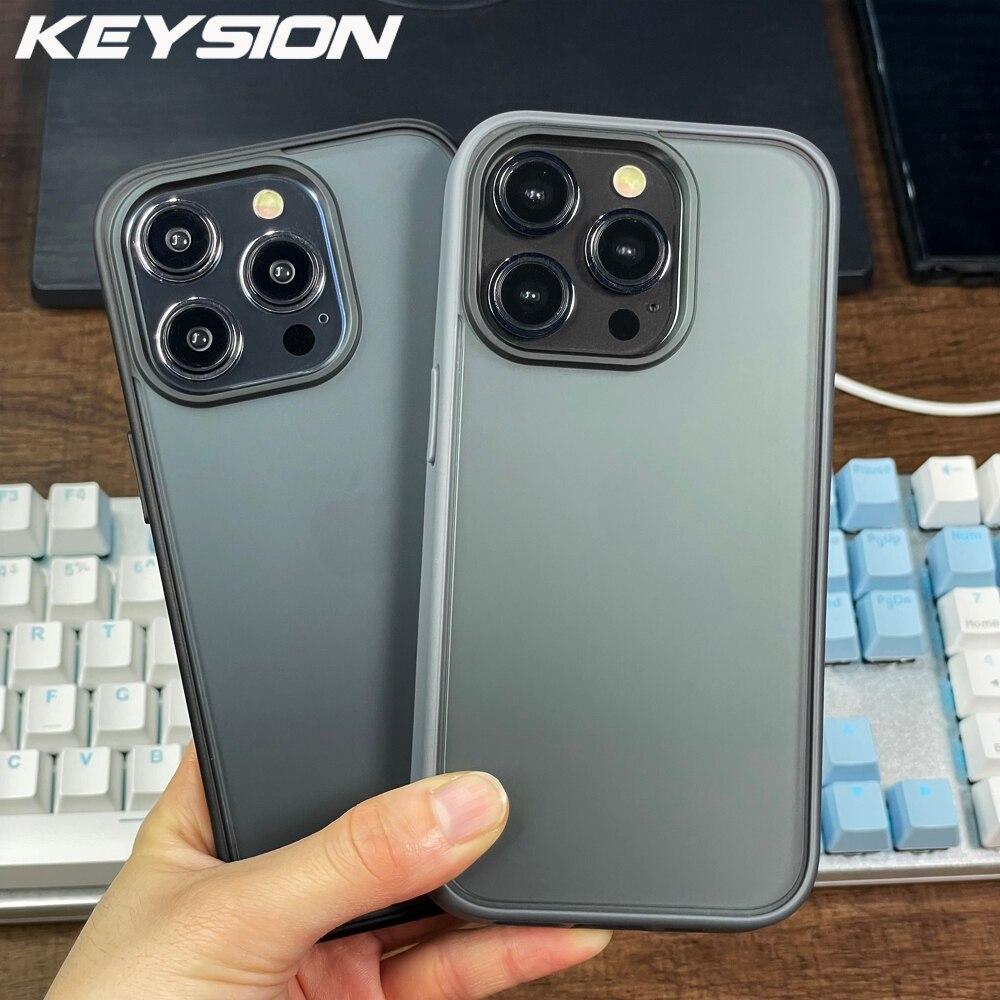 KEYSION Прозрачный матовый чехол для iPhone 15 Pro Max 15 Ultra 15 Plus, силиконовый + противоударный чехол для ПК для iPhone 14 Pro Max