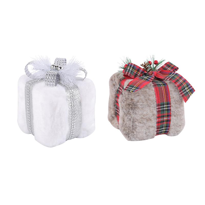 Мультяшная рождественская плюшевая подарочная коробка ручной работы 3D квадратная подарочная коробка кулон фестиваль элегантное украшение на рождественскую елку