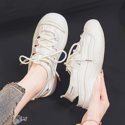 Закрытые спортивные сандалии для женщин Летние новые повседневные полые белые туфли Римские пляжные сандалии на платформе для женщин