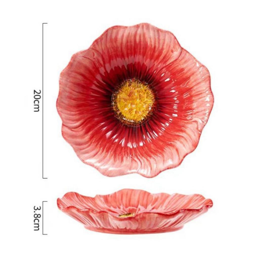 Household Ceramic Flower Plate Light Luxury Decorative Bowl Pastry Dish Soup Bowls Western Food
