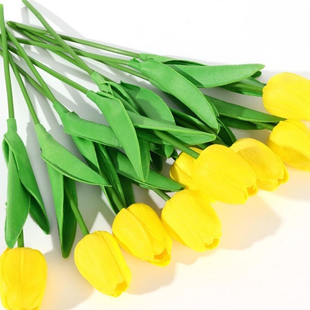 5PCS 34cm Decorative Fake Flowers PU Wedding Bridal Tulip Bouquet Artificial Tulip  Wedding Backdrop