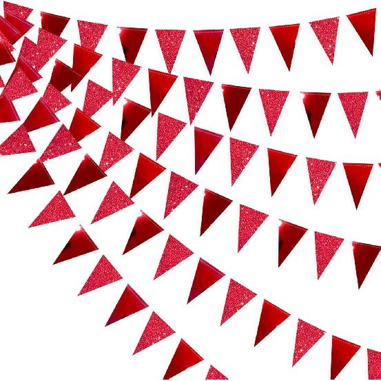 30Ft Navy Blue Gold and Beige Party Decorations Royal Blue Gold Triangle Flag Pennant Banner Bunting for Graduation Birthday Wedding Bridal Shower