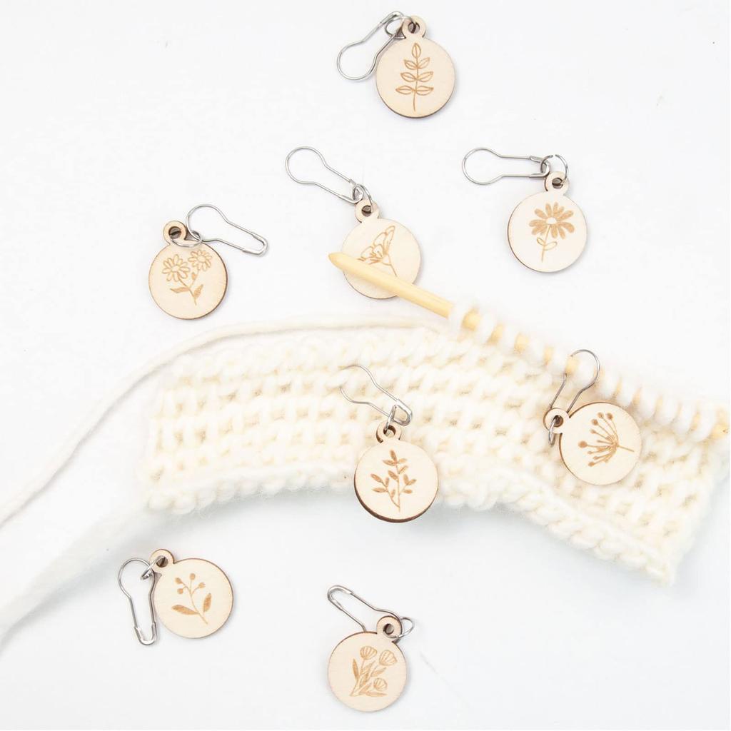 Круглый шарм Деревянные стежки Маркер для блокировки с булавкой-застежкой Деревянная линейка-калибр для вязания, ткачества, шитья, рукоделия