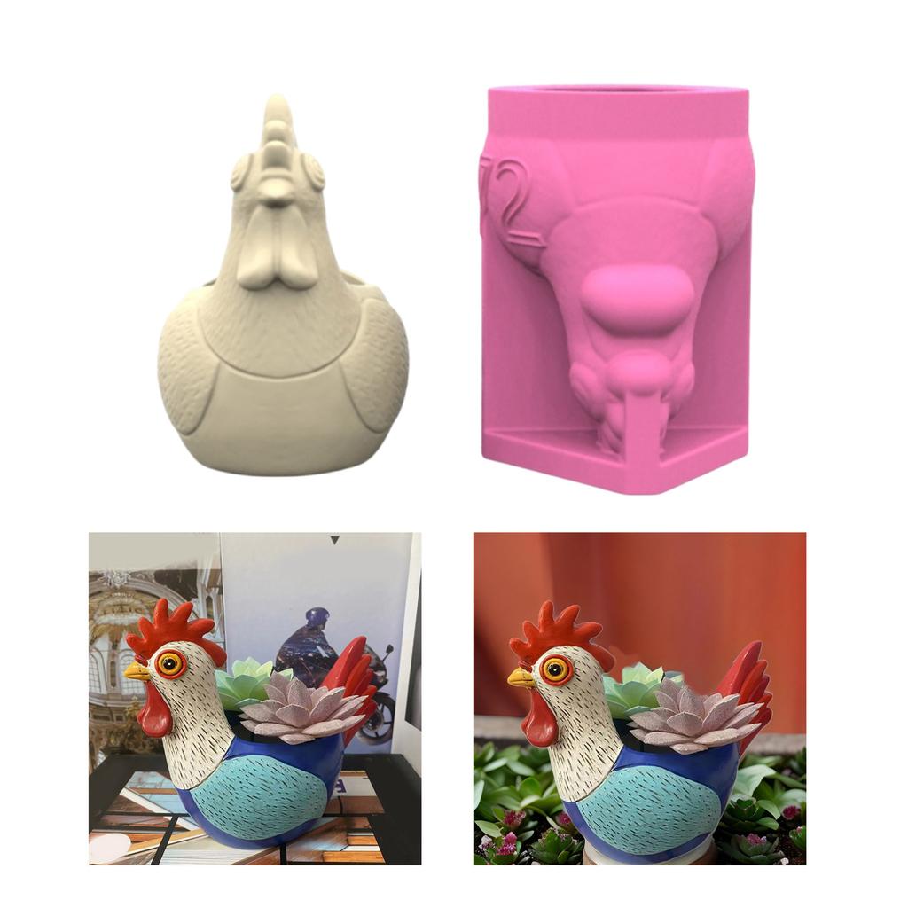 Silicone Flowerpot Mold Rooster Shape Silicone Crafting Mould for Crafting Succulent Planter and Home Decoration Project
