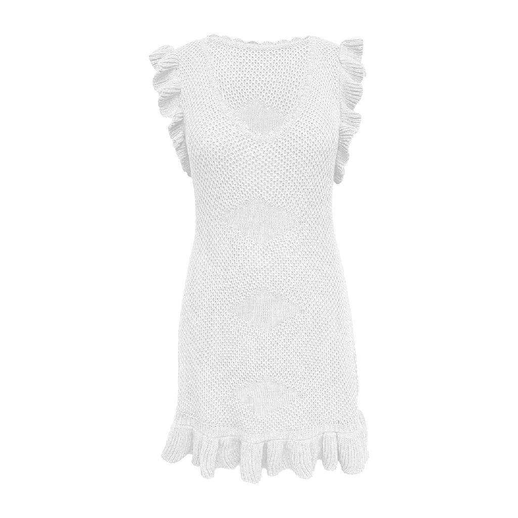 Платье для женщин, вязаное платье на весну и лето, сексуальное однотонное вечернее платье без рукавов с талией