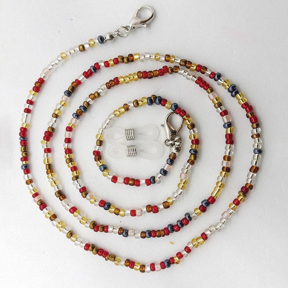 1 шт. Нескользящий ремешок для очков с 2 силиконовыми пряжками, ожерелье для очков, цепочка для очков с бусинами для женщин и мужчин