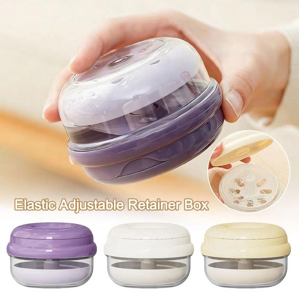 Clear Case Portable Denture Case Elastic Lifting Denture Soak Cup for Clear Braces