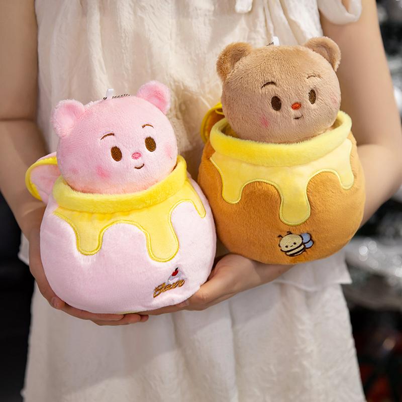 Прекрасные плюшевые игрушки 'Мишка с баночкой меда', мягкие, как масло, плюшевая кукла 'Мишка', подушка для сна и обнимания, креативный декор, подарки на день рождения, Рождество