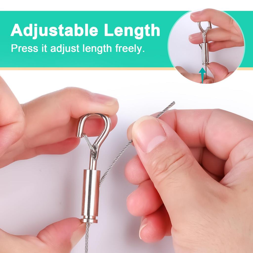 2PCS Adjustable Picture Hanging Wire Kit,2M Wire for Hanging Pictures,Stainless for Photo Frame Picture,Artwork,Mirror Hanging