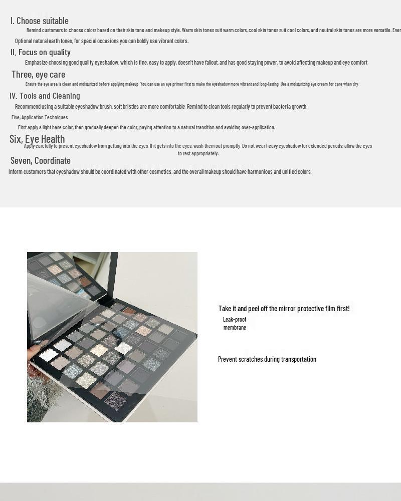 Палетка теней для smoky eyes из 42 цветов: Матовый, Перламутровый, С блестками, Хайлайтер, Цементно-серый