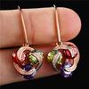 Unique Yellow/Purple/Red Crystal Earrings Wedding Banquet Jewelry for Women