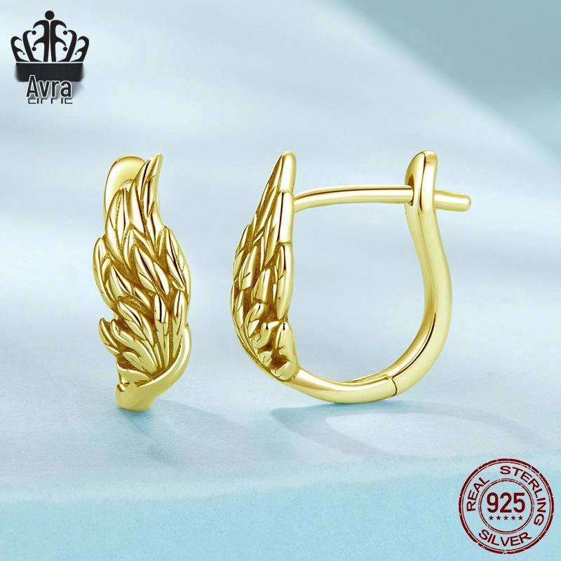Изысканный Ear Cuff с перьями Aifule: Модные серьги из стерлингового серебра 925 пробы, оксидированный стиль, для женщин