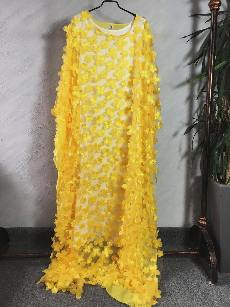 Вышитый сетчатый цветочный рукав «летучая мышь» большого размера халат и жилет для африканских женщин