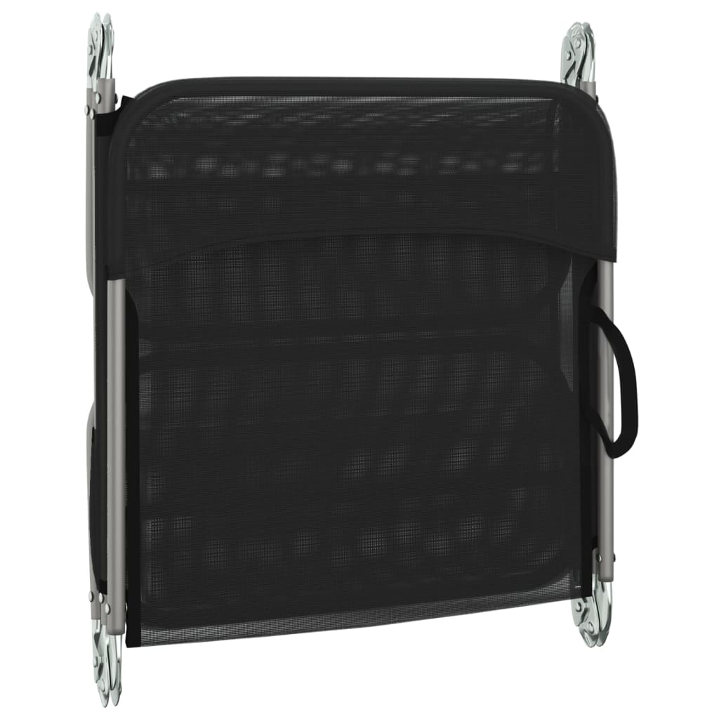 Folding Sun Lounger Set of 2 Black Textilene and Steel