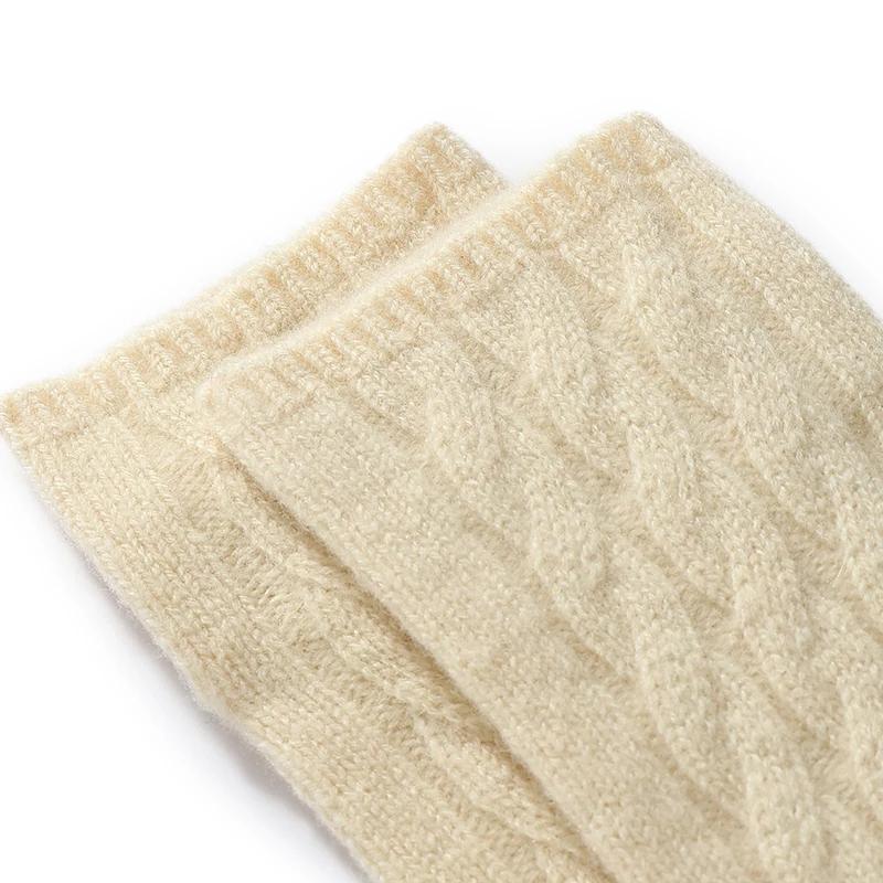 Женские зимние 100% шерстяные плетеные перчатки без пальцев, теплые вязаные нарукавники с половиной пальца, однотонные, для походов, защита запястий