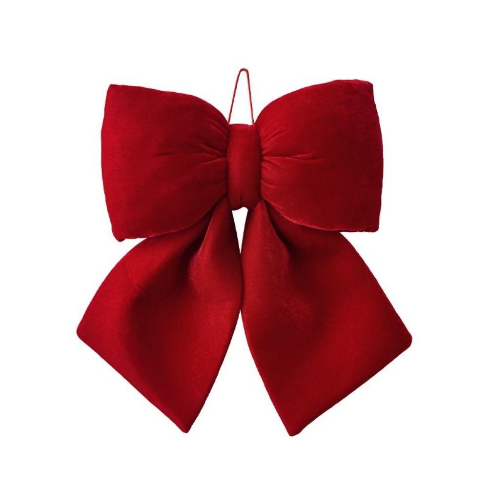 Flannelette Christmas Red Bowknot Pendant Vintage S/M/L Christmas Tree Decoration Bow Shape DIY Bowknot Hanging Pendant