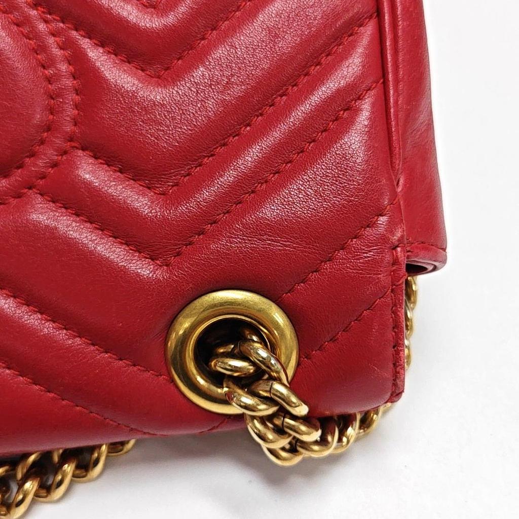 [Pre-Owned] Gucci GG Marmont Matelassé Mini Bag 'Red' - Fair #365OD8
