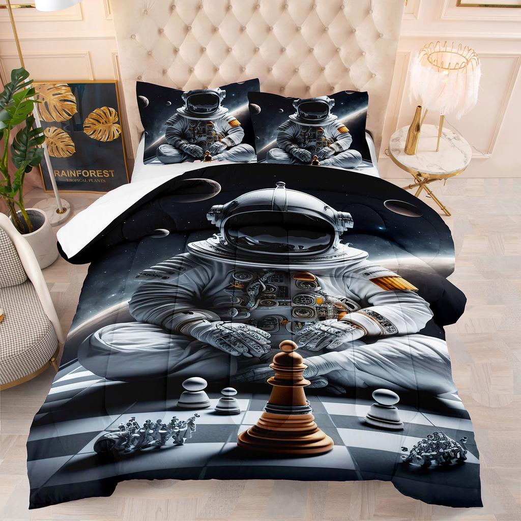 Comforter Starry Night Series Astronauts Theme Home Comforter Quilted Blanket Goose Down Duvet King Queen 3D Blanket Size Twin