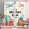 2pcs 2D Flat Printing Scene Curtains Let the Adventure Begin_a Polyester Without Electricity Seasonal Party & Holiday Decor for