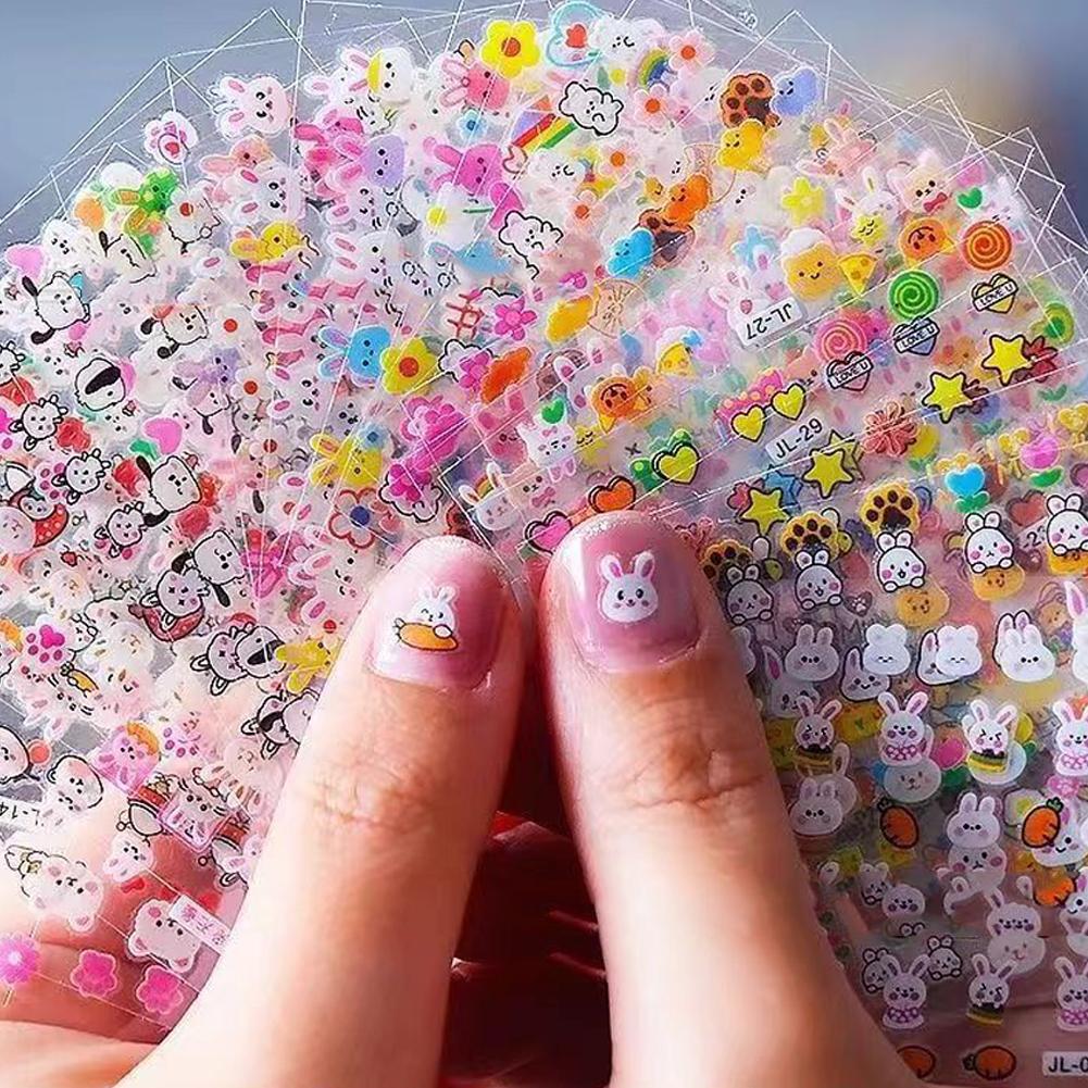 4 In 1 Funny Fruit Ice Cream Pets Drop Stickers Kawaii Tamagotchi 3D Relief DIY Journal Scrapbook Decor Birthday Party Gift