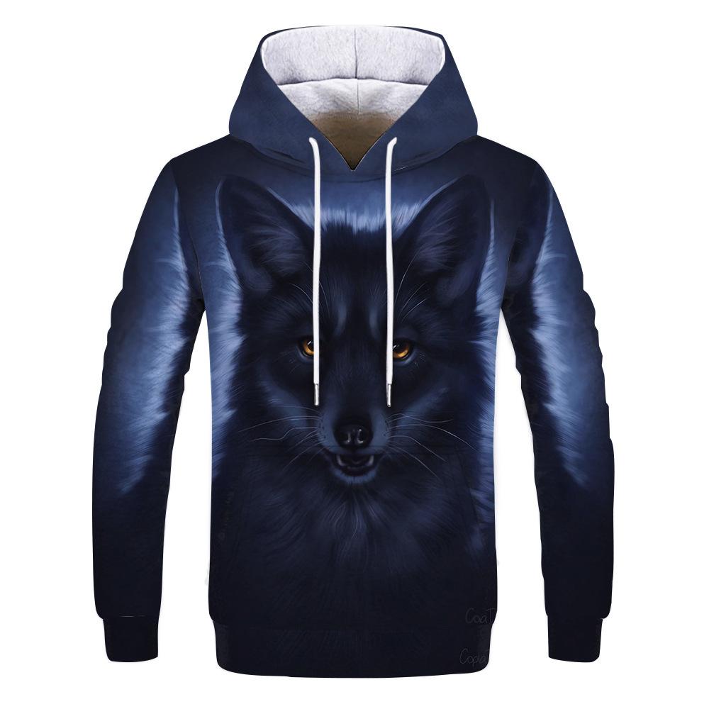 Spring Autumn Hooded Sweatshirt 3D Digital Printing Unisex Hoodies Men Women Wolf Fashion Loose Pullover