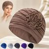 Double Layer Headscarf Hat 3D Flowers Headband Hat Simple Chemo Headwear Hat  For Women