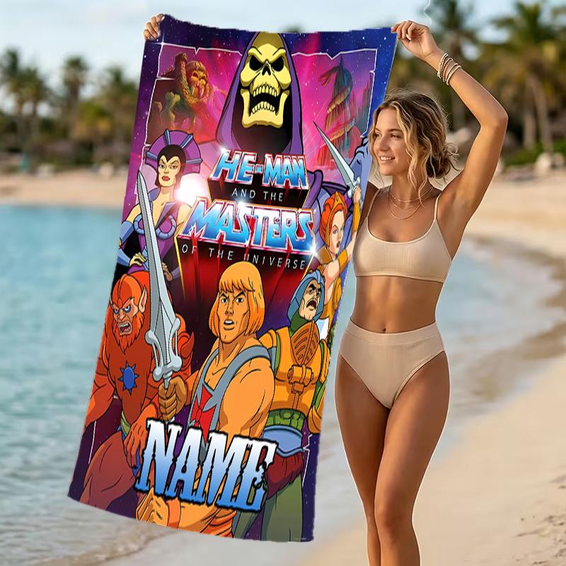 Customizable personalized beach towels He-Man and the Masters of the Universe themed designs.Suitable for the beach, yoga, sports;ideal as beach acces