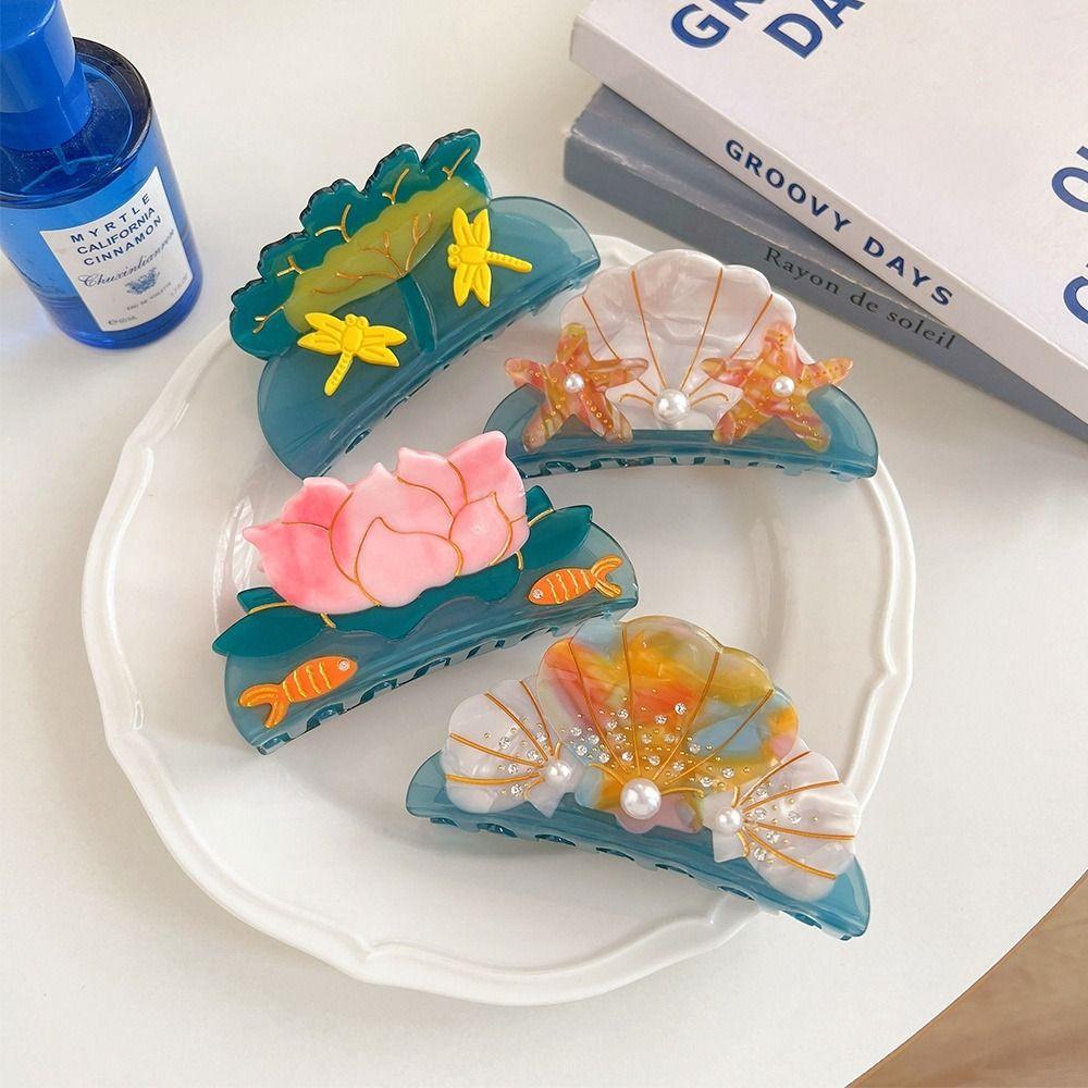Korean Style Shell Hair Claw Acetic Acid Geometry Shark Clip Hairpin Ocean Series Hair Claw Girls