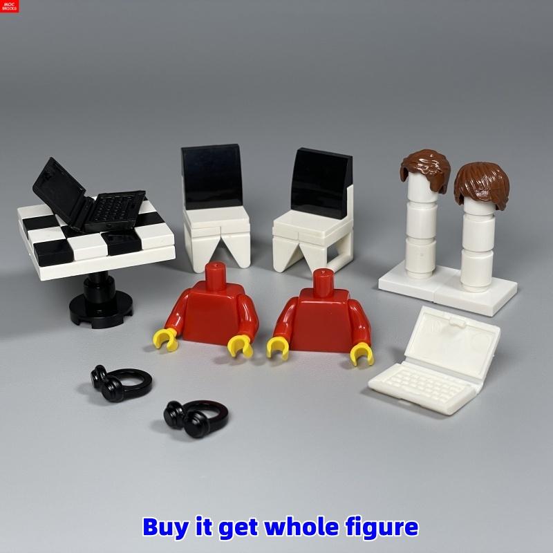 Нетоксичные Кубики Moc Блокнот Кофейная Чашка Офисная Сцена Фигурка 4 см Наушники Музыкальные Аксессуары DIY Образовательные Строительные Блоки Игрушки для Друзей