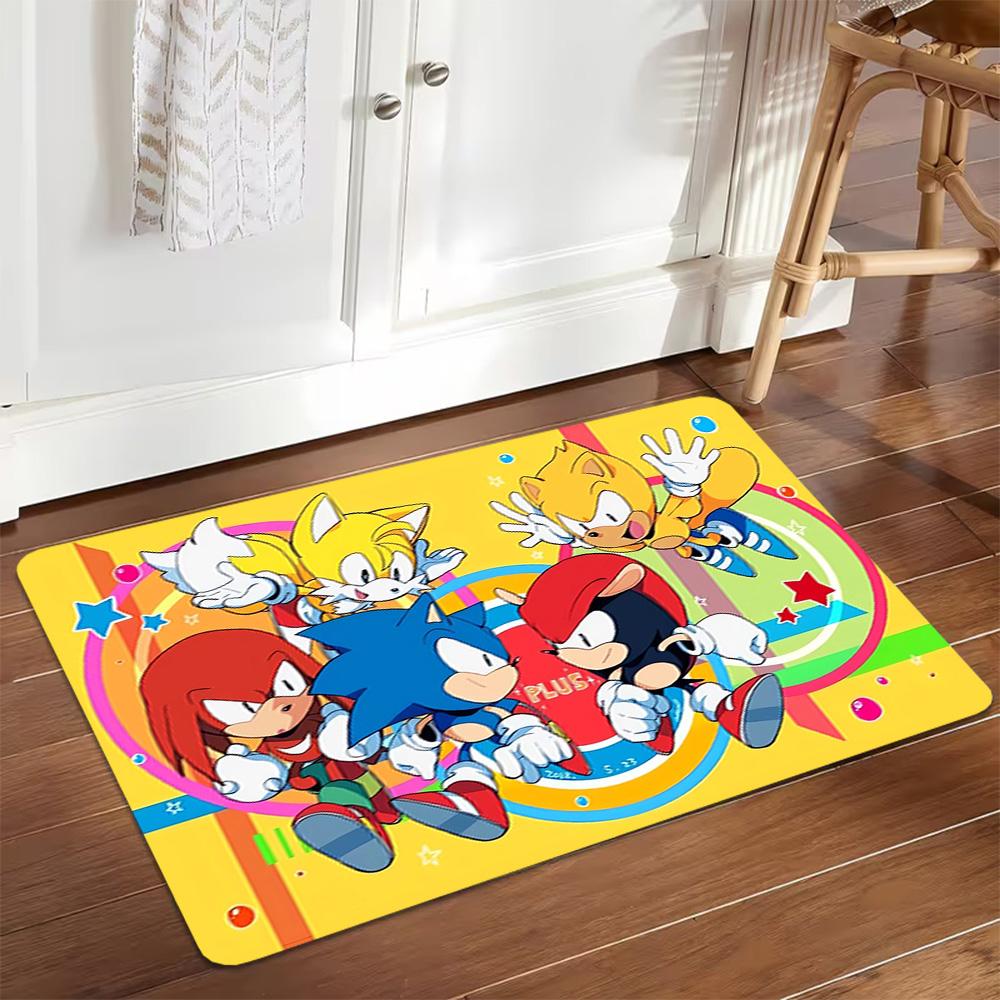Sonic The Hedgehog Group Decoration,Carpet,Living Room,Bedroom, Non-slip,Square rug